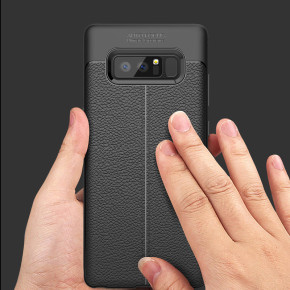 Луксозен силиконов гръб ТПУ кожа дизайн за Samsung Galaxy Note 8 N950F черен